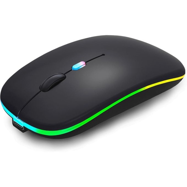 DJOK Souris Sans Fil LED - Bluetooth & 2.4G - Rechargeable - Silencieuse - Design Ultra Fin