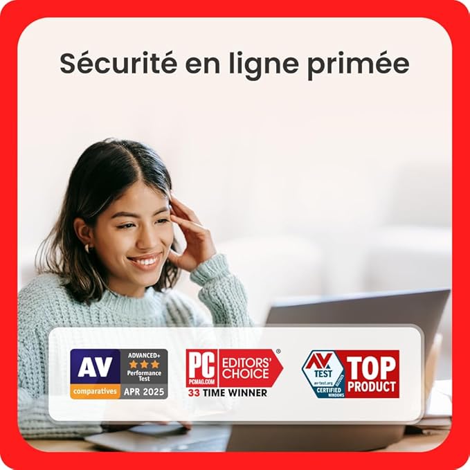 McAfee Total Protection 1 appareil 2025 | Antivirus, VPN, logiciel de sécurité | Abonnement d'un an, automatiquement renouvelé chaque année | Téléchargement numérique